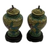 Pair Chinese Cloisonneï¿½ Lidded Jars