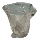 Clear Art Glass Twisted Vase