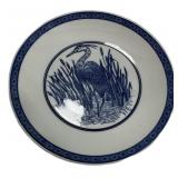 Blue & White Heron Ceramic Plate