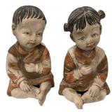 Asian Boy & Girl Ceramic Figurine Pair