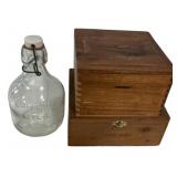 Antique Milk Bottle & Wood Boxes Lot