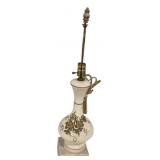 Ceramic Floral Table Lamp Brass Finial