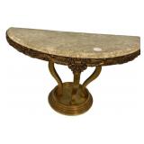 Marble Top Gilt Demilune Console Table