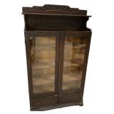 Antique Oak Glass-Front Bookcase