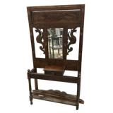 Carved Oak Hall Stand with Mirror