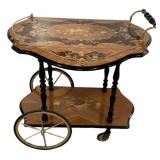 Italian Marquetry Inlaid Bar Cart