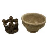 Ceramic Circle Figurine & Stone Bowl