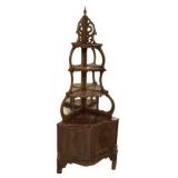 Victorian Walnut Corner Etagere