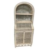 White Wicker Arched Shelf Cabinet