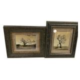 Pair of Framed Sepia Tree Photographs