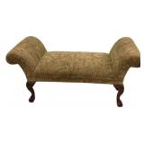 Upholstered Roll Arm Bench Queen Anne