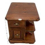 Pine Nightstand with Drawer & Cabinet
