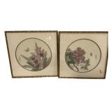 20" x 20" Two Cross Stitch Asian Artwork