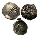 Spanish Colonial silver cob coins and silver tetra