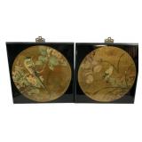 Pair Chinese Bird & Floral Panels