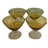 Amber Glass Sherbet Cups Set of 4