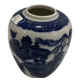 Blue & White Chinoiserie Ceramic Vase
