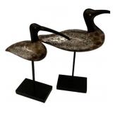 Pair of Metal Shore Bird Sculptures