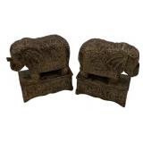 Pair Ornate Elephant Bookends