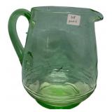 Green Depression Glass Pitcher