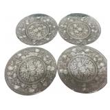 Set of 4 Frosted Glass Fruit Plates