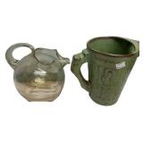 Vintage Glass & Ceramic Pitcher Pair