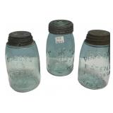 Antique Aqua Mason's Patent Jars Lot/3