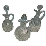 Set of 3 Pressed Glass Cruet Pitchers