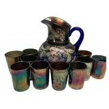 Carnival Glass Pitcher & Tumbler Set