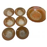 Marigold Carnival Glass Bowl Set 7pc