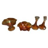 Marigold Carnival Glass 4-Piece Lot