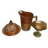 Marigold Carnival Glass 3-Piece Set