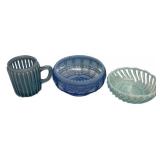 Three Piece Colored Glass Collection