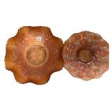 Marigold Carnival Glass Bowl & Plate Set