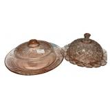 Pink Depression Glass Butter Dishes Pair