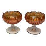 Pair Marigold Carnival Glass Compotes