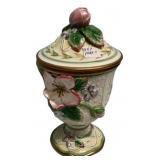 Floral Relief Ceramic Lidded Urn