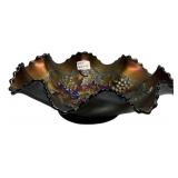 Carnival Glass Grape & Leaf Bowl