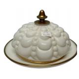 White Milk Glass Covered Butter Dish