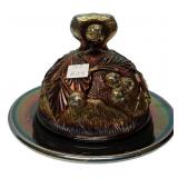 Carnival Glass Covered Butter Dish