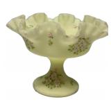 Fenton Satin Glass Ruffled Compote