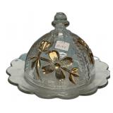 EAPG Gold Floral Domed Butter Dish