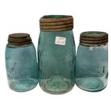 Antique Blue Mason's Patent 1858 Jars