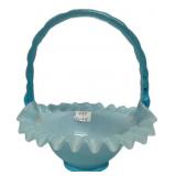 Blue Opalescent Glass Basket