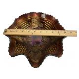Carnival Glass Grape & Leaf Bowl