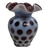 Fenton Coin Dot Opalescent Ruffled Vase