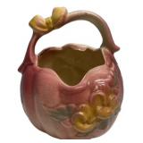 Vintage Ceramic Basket Planter Floral