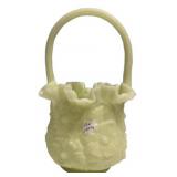 Fenton Custard Glass Basket Ruffled Rim