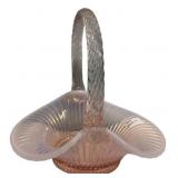 Pink Opalescent Glass Basket