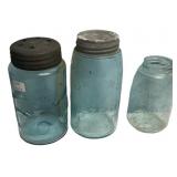 Knowlton Vacuum Fruit Jar Blue Glass